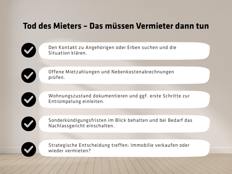 Tod des Mieters Tipps, was Vermieter dann tun müssen