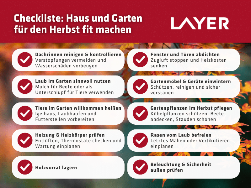 Checkliste - Haus und Garten fit für den Herbst