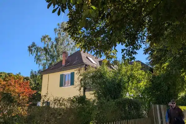 Gelbes eingewachsenes Haus