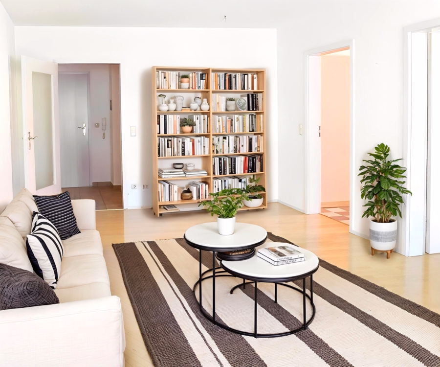 Wohnzimmer (Wohnbeispiel KI) - Klein, Gemütlich, Perfekt! Zentral gelegene 2-Zimmer-Wohnung in Fischach