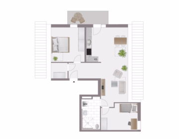 Grundriss schematisch Wohnung 8 OG - Wohnen mit Weitblick ab 60 Jahren in einem barrierefreien Wohnumfeld