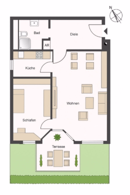 schematischer Grundriss - ***Sonne tanken! Gemütliche Garten-Wohnung mit Terrasse, München nur 25 Minuten entfernt***
