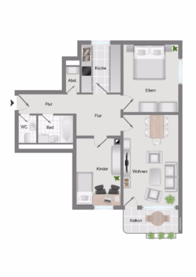 Grundriss - Kapitalanlage mit Wertsteigerungspotenzial: 3-Zimmer-Wohnung mit Südbalkon und Stellplatz