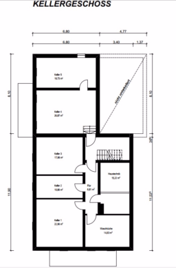 Grundriss KG - Teil der genehmigten Bauvoranfrage - Zweifamilienhaus – sanierungsbedürftig- mit Ausbaupotenzial und zwei Tiny Haus Stellplätze!