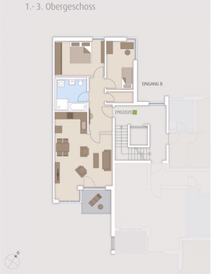 Grundriss Wohnung 22 - LAYER IMMOBILIEN: Komfortable 3-Zimmer-Wohnung ***zentrale Lage***