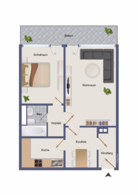 Grundriss - 3 Zimmer, voller Style, in München-Solln zum Kaufen