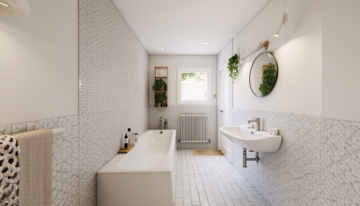 Badezimmer (KI Renovierungsbeispiel) - Renovieren & Wohlfühlen: 4-Zimmer-Wohntraum mit Gestaltungsspielraum, Garten und Garage