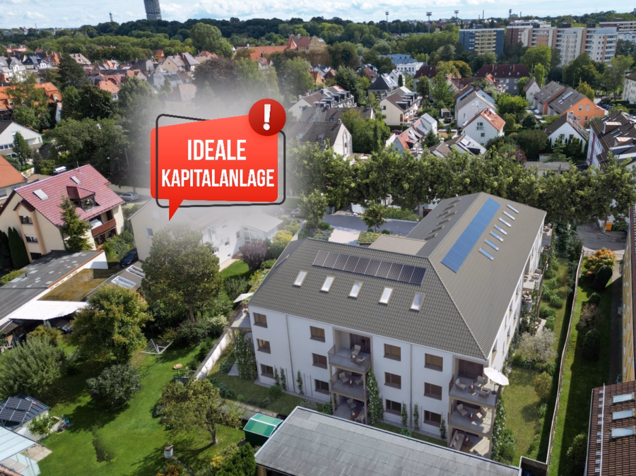 Luftbild - Gartenseite - Ihr neues Zuhause: Selbstbestimmt leben im Betreuten Wohnen – mitten in Augsburg-Pfersee